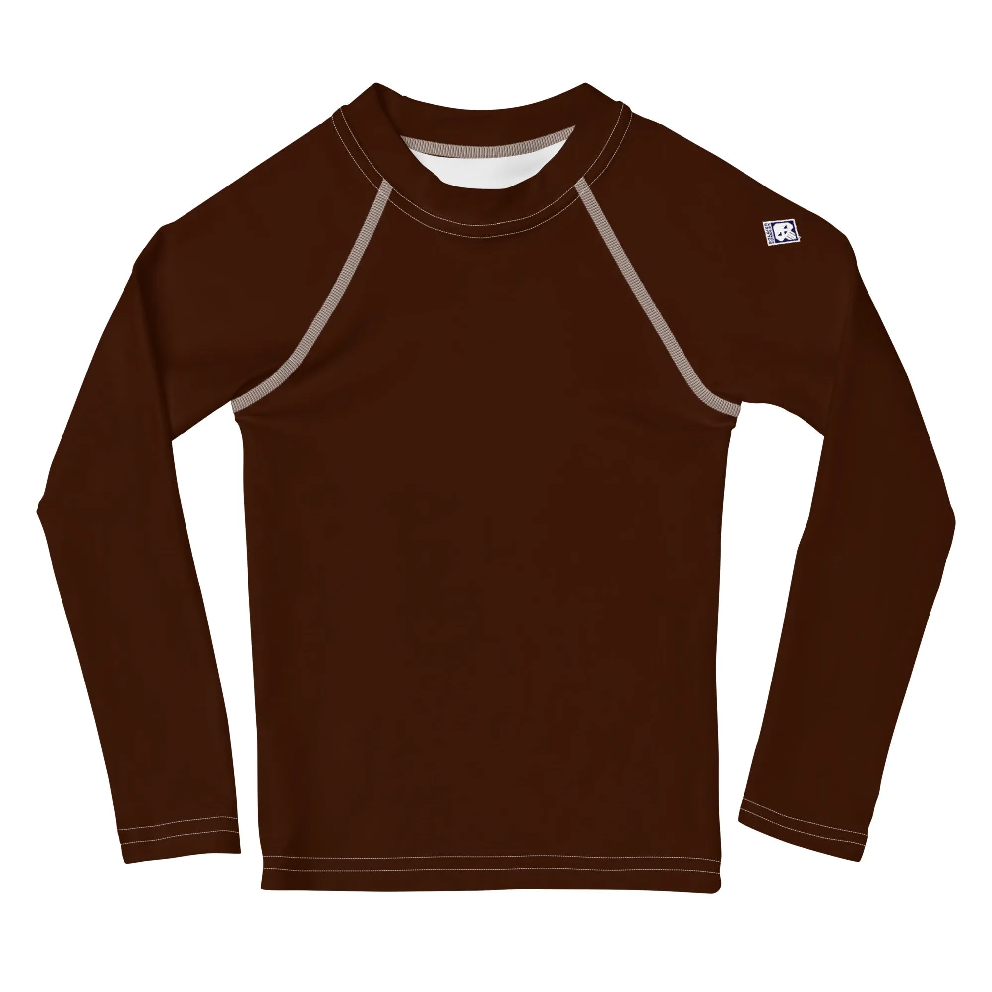 Chic Coverage: Solid Color Rash Guards for Girls - Chocolate