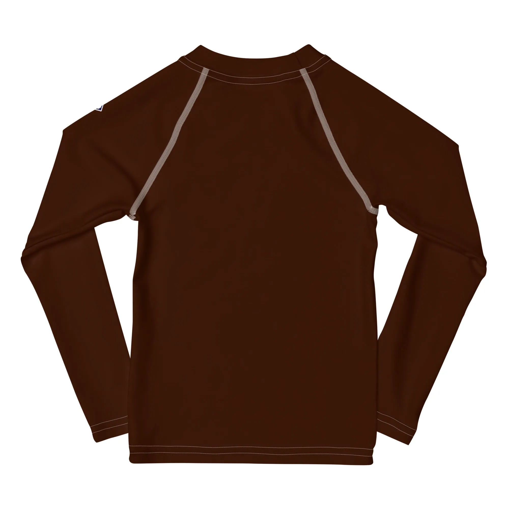 Chic Coverage: Solid Color Rash Guards for Girls - Chocolate