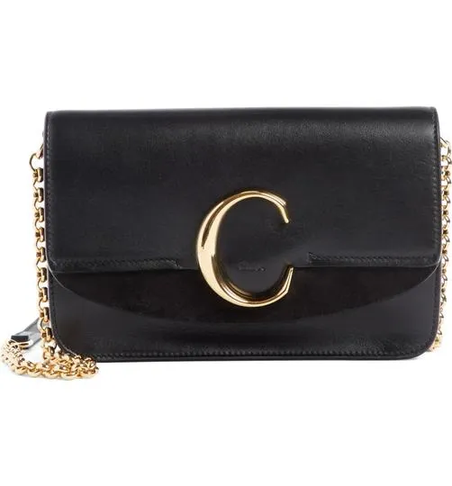 Chloe Mini Chain Wallet Black Leather Shoulder Bag