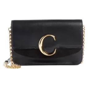 Chloe Mini Chain Wallet Black Leather Shoulder Bag