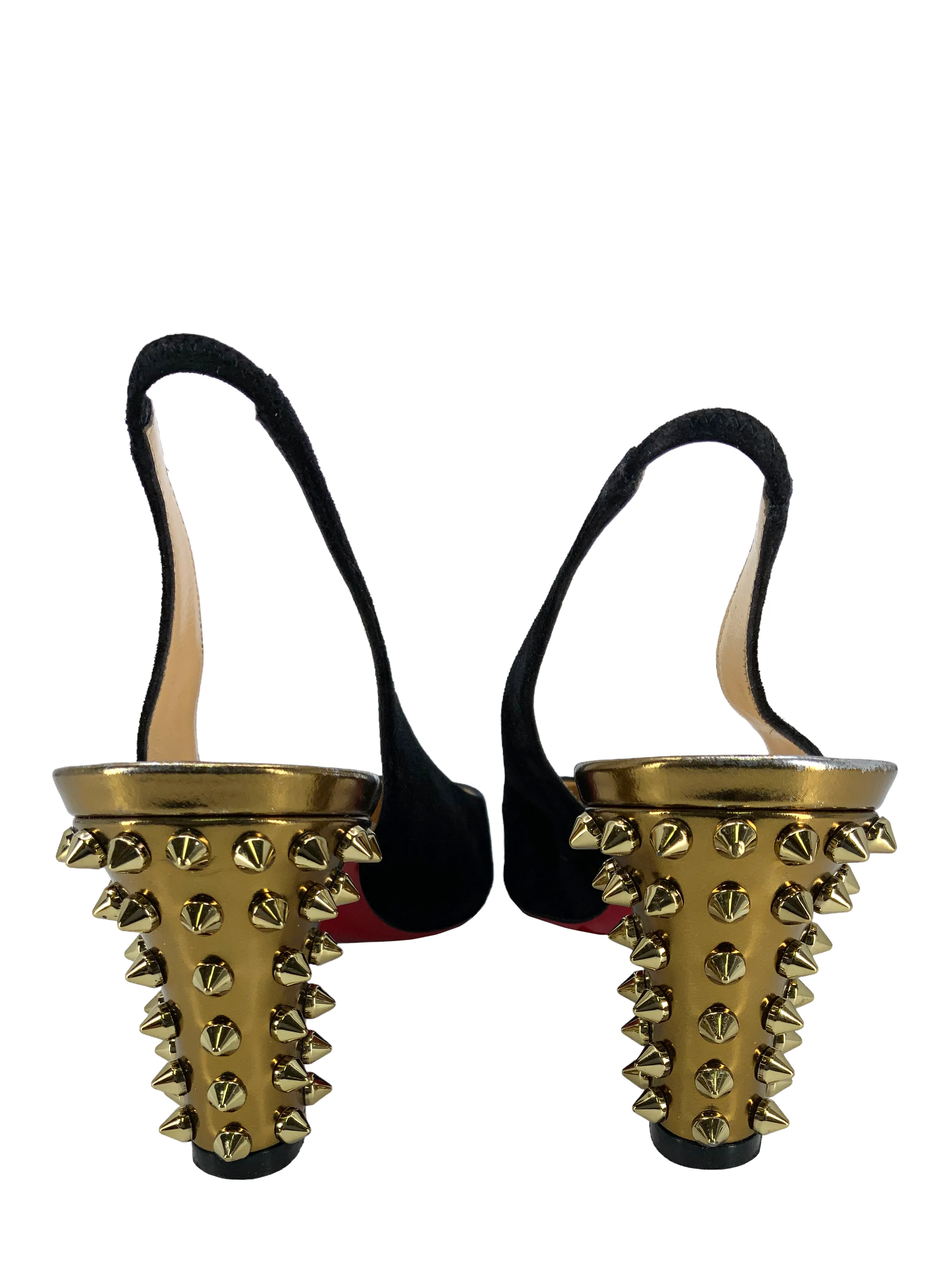 Christian Louboutin Suede Studded Heel Slingbacks Size 8.5