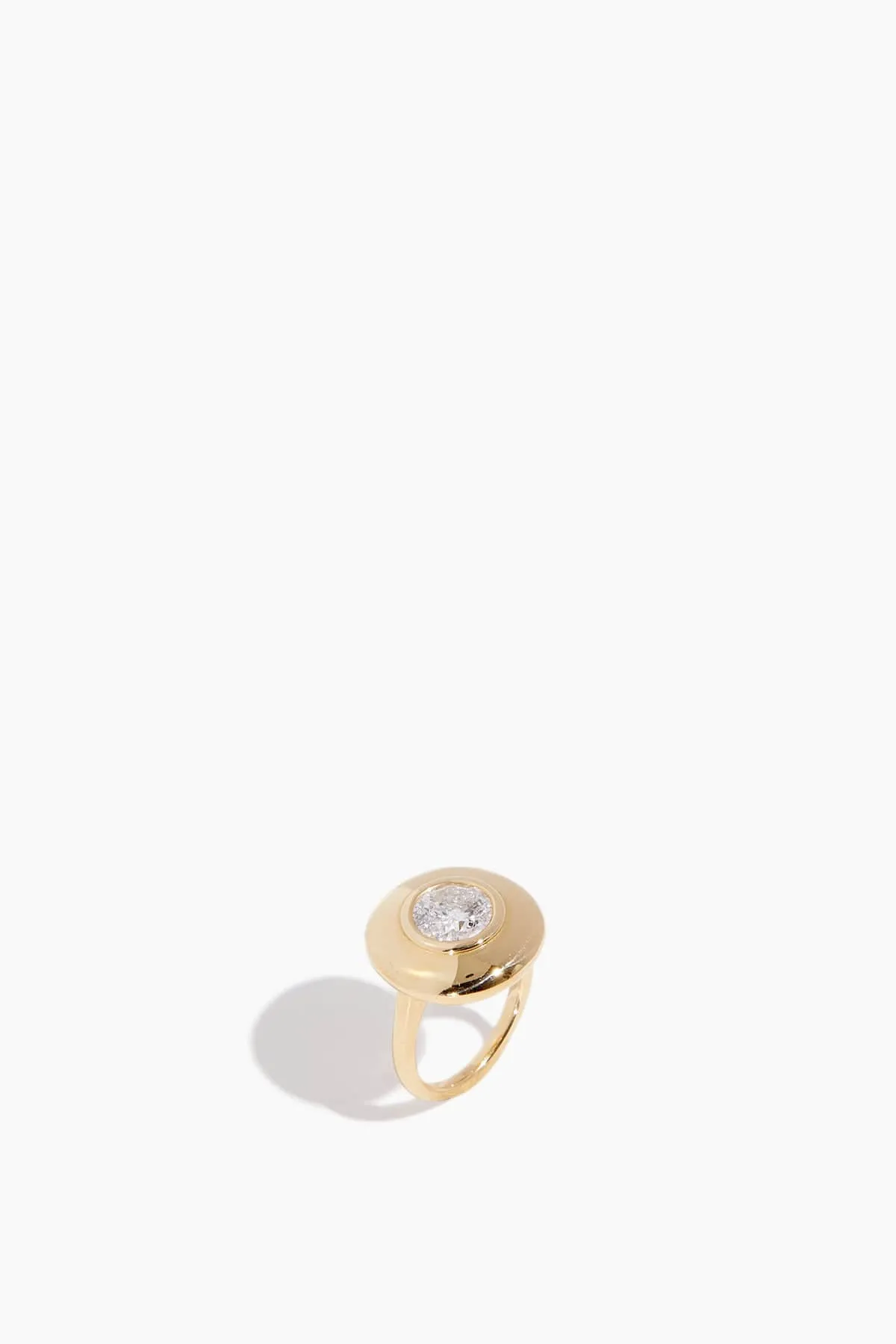 Classic 2 Ct Diamond Saucer Ring in 18K Yellow Gold