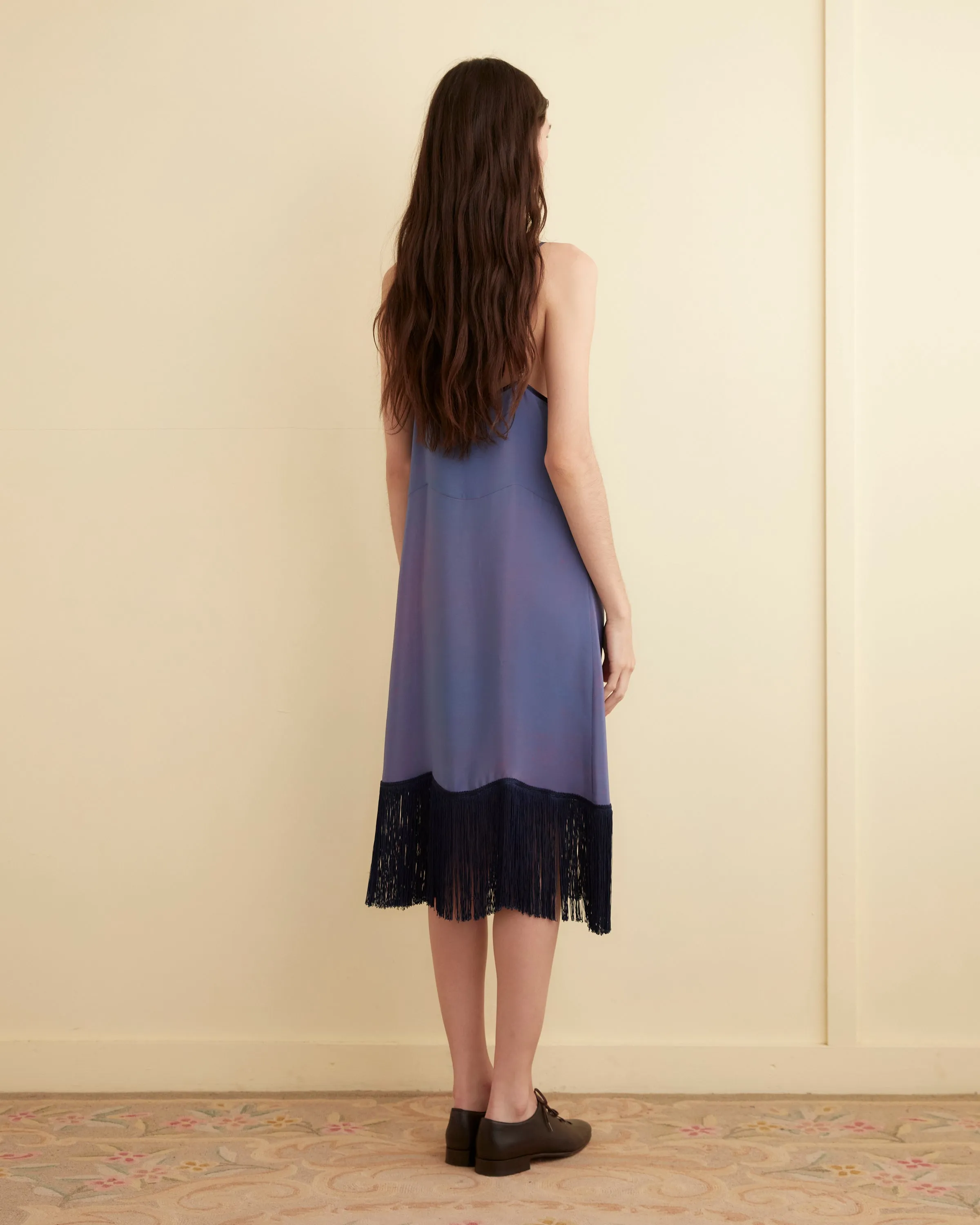 Cornflower Fringe Dress - M