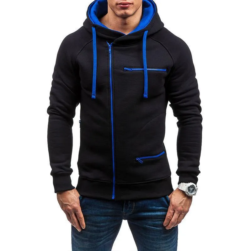 Covrlge Fashion Brand Men's Hoodies 2019 Spring Autumn Male Casual Hoodies Sweatshirts Men's Zipper Solid Color Hoodies MWW204