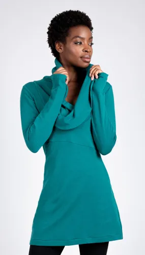 Cowl neck tunic dress/ Aqua Teal