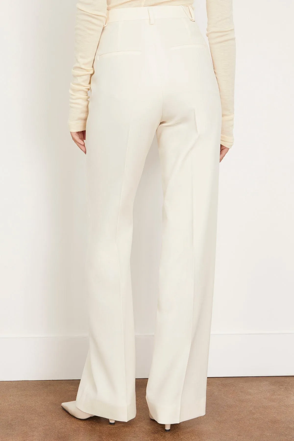 Credo Wool Straight Trousers in Cream