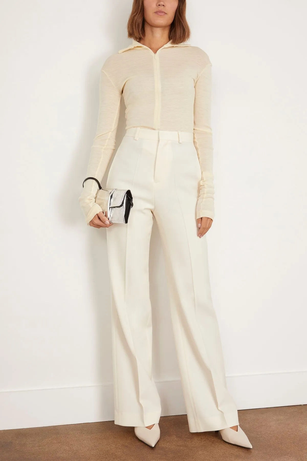 Credo Wool Straight Trousers in Cream