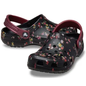 Crocs Kids - Youths Classic Clog K Ditsy Floral Black Multi Sandal