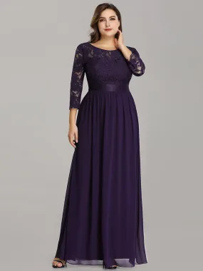 Custom Size See-Through Maxi Lace Evening Dress with Half Sleeve