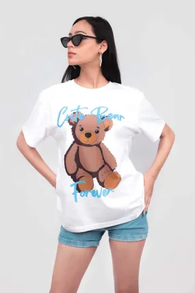 Cute Bear White Oversized T-shirt