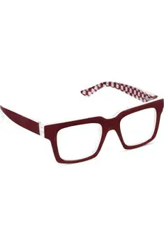 Dark Red Check Blue Light Reading Glasses