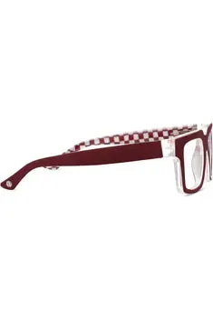 Dark Red Check Blue Light Reading Glasses