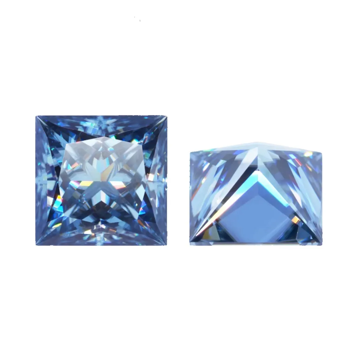 Deep Blue Princess Cut Moissanite Stones