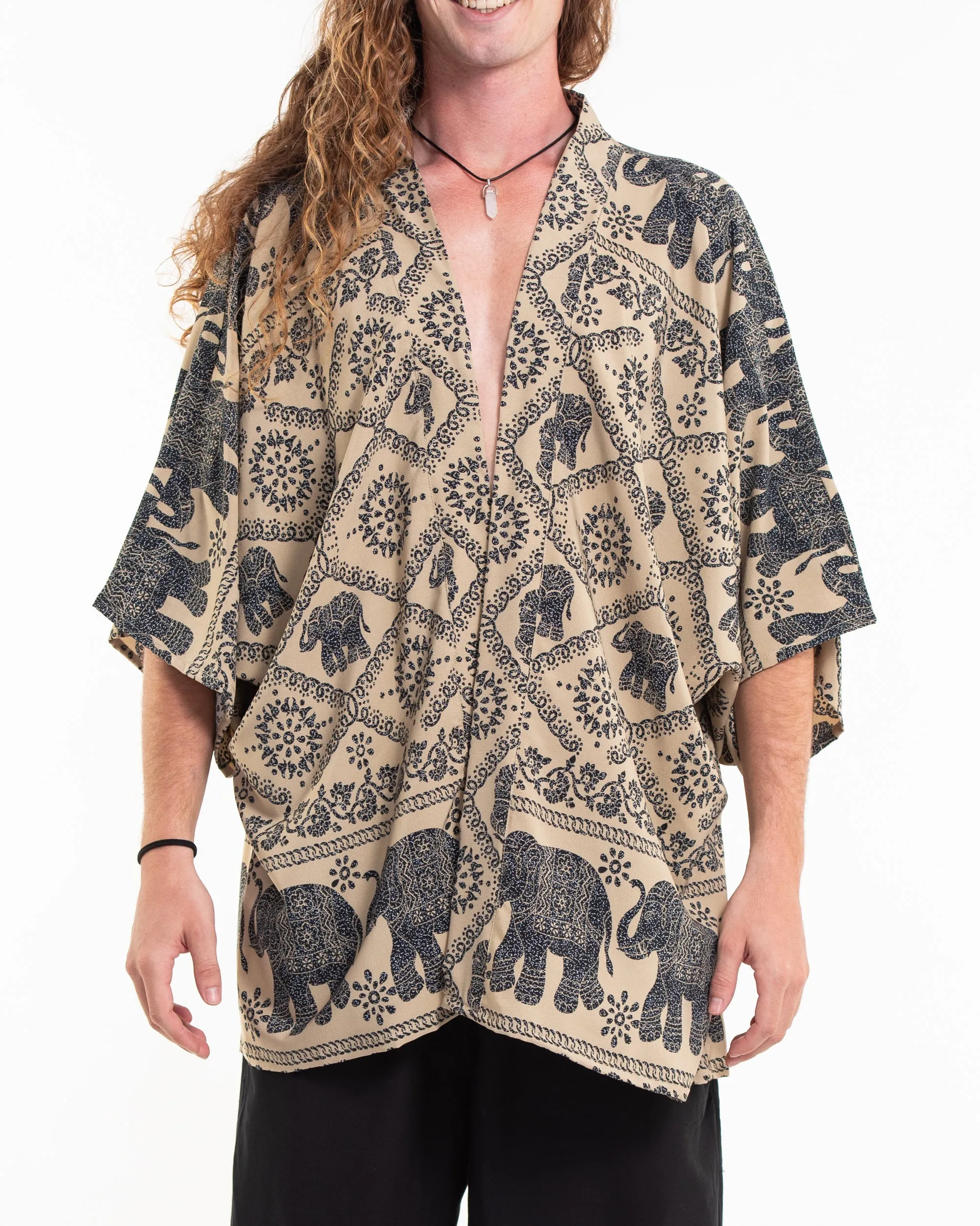 Diamond Elephant Kimono Cardigan in Gold