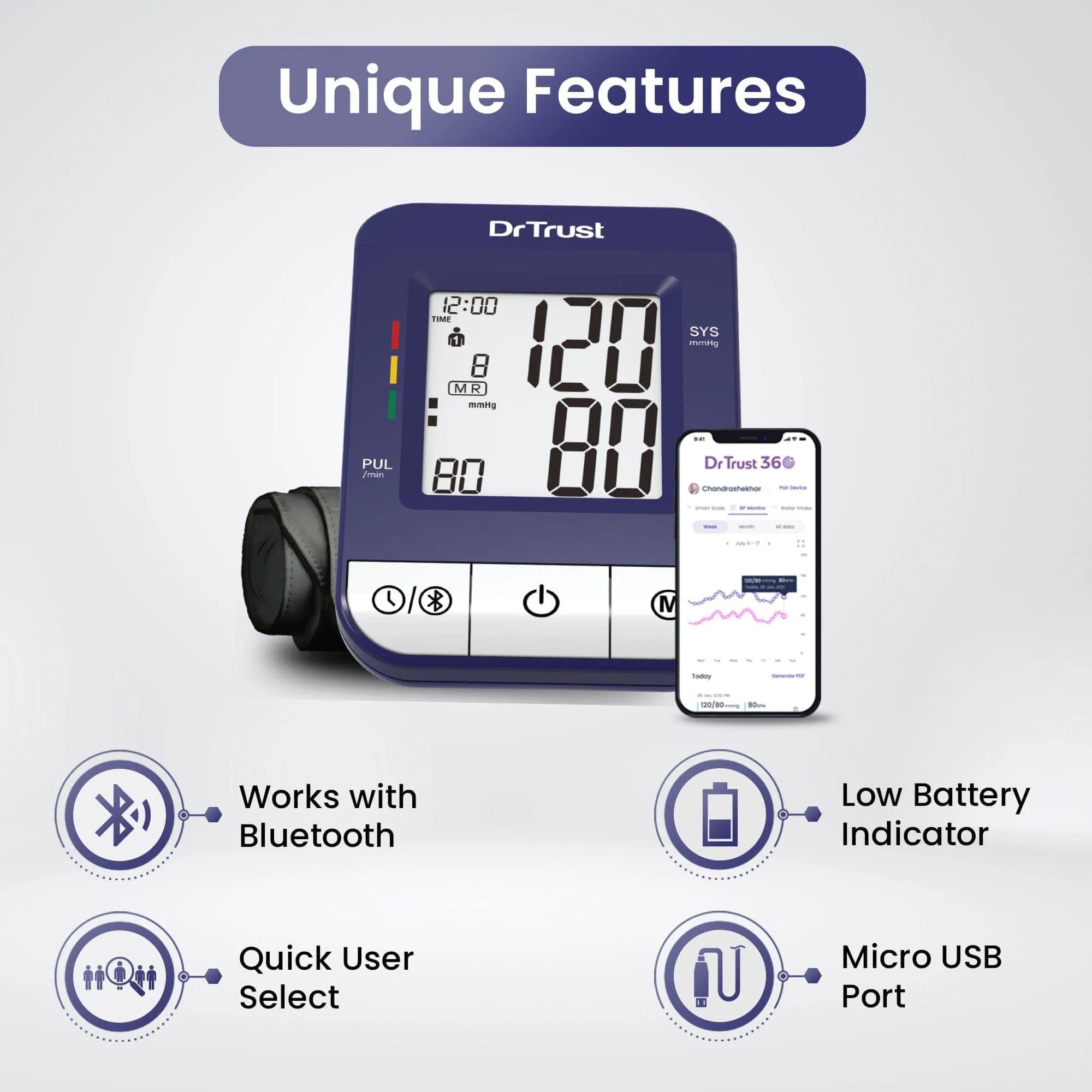 Dr Trust USA iCheck Connect BP Monitor 118