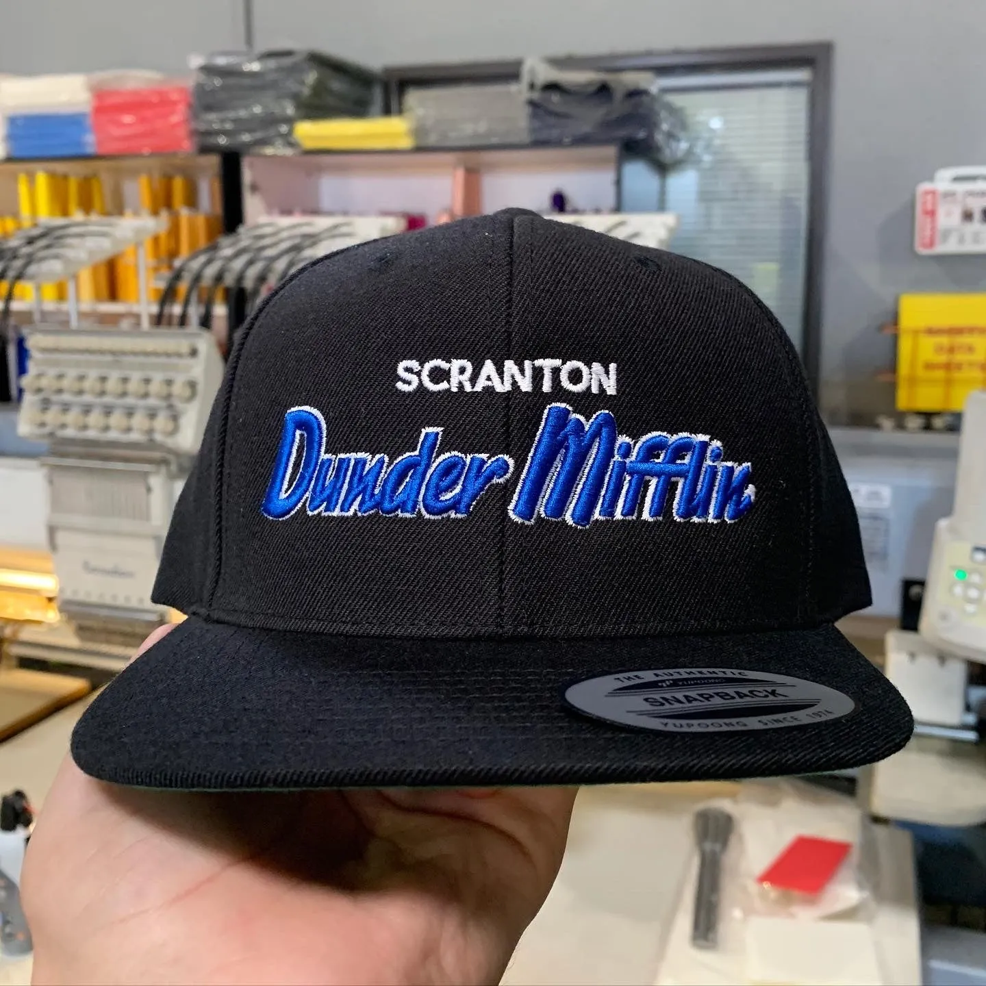 Dunder Mifflin Script - Premium Snapback Hat Black