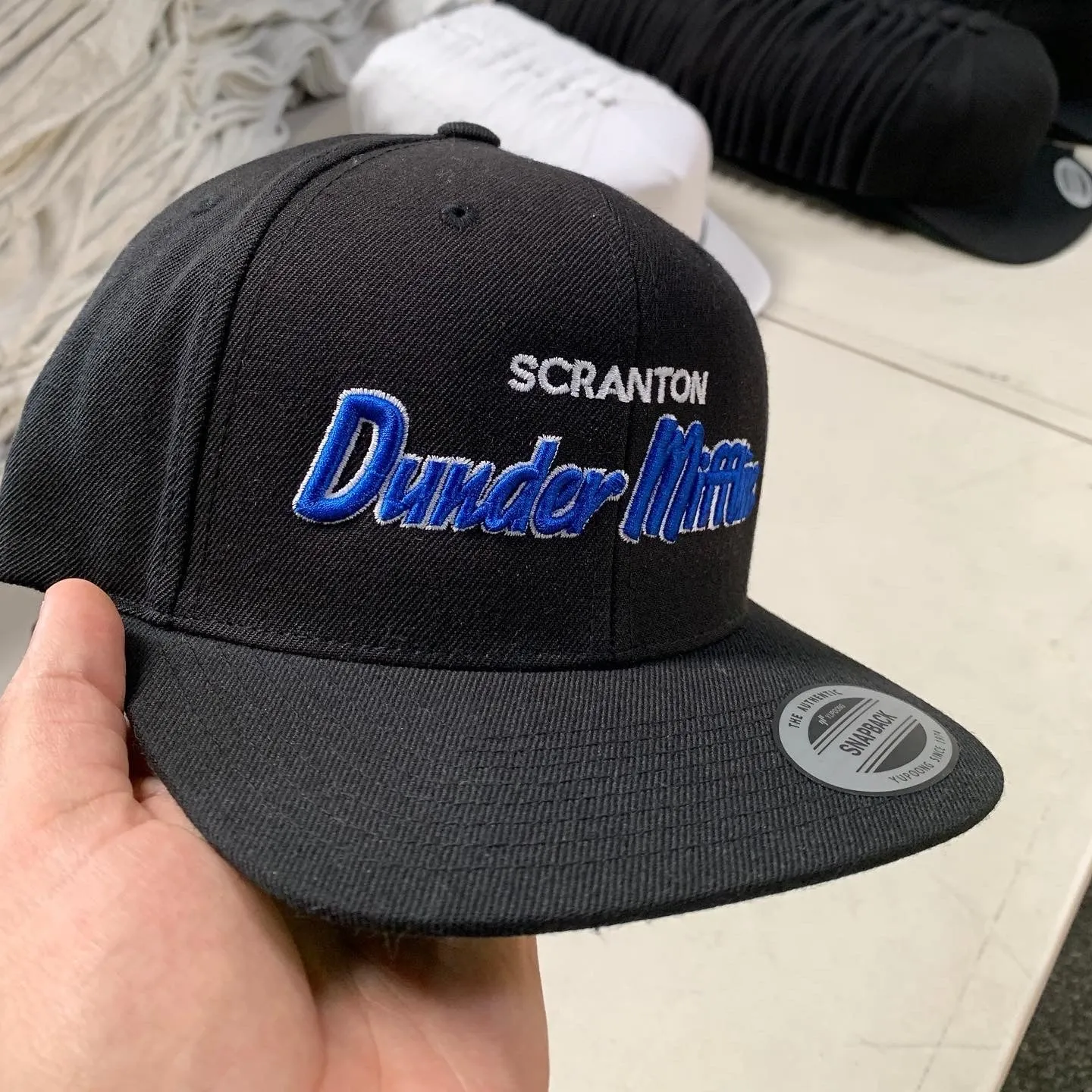 Dunder Mifflin Script - Premium Snapback Hat Black