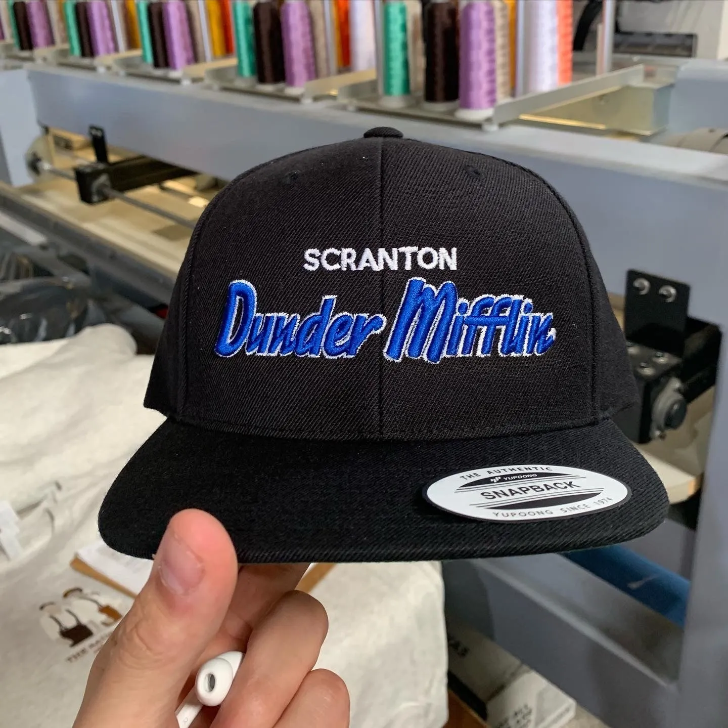 Dunder Mifflin Script - Premium Snapback Hat Black