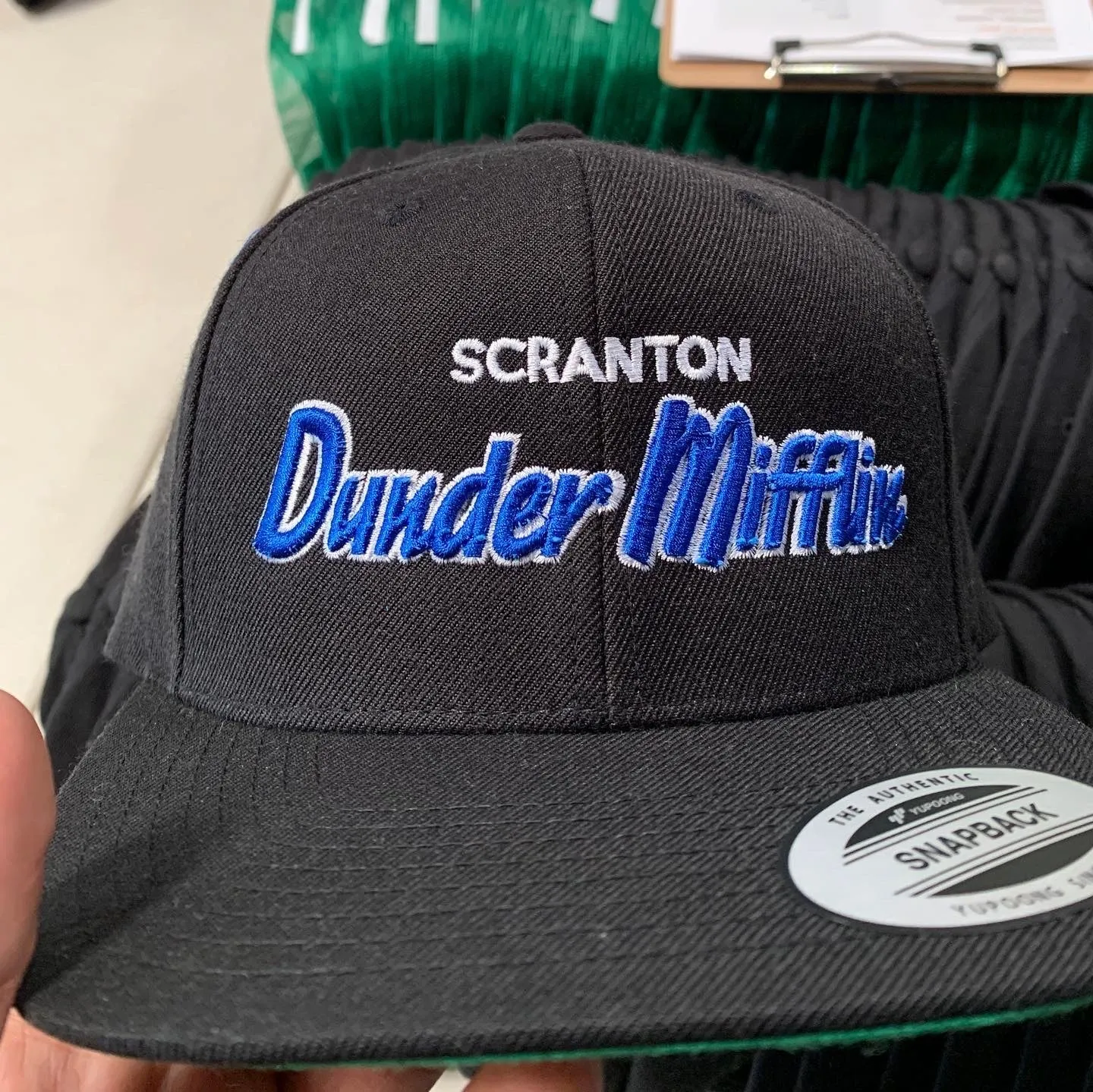 Dunder Mifflin Script - Premium Snapback Hat Black