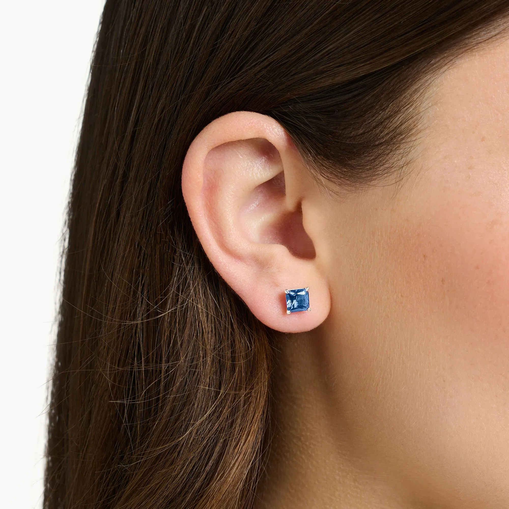 Ear studs blue stone silver