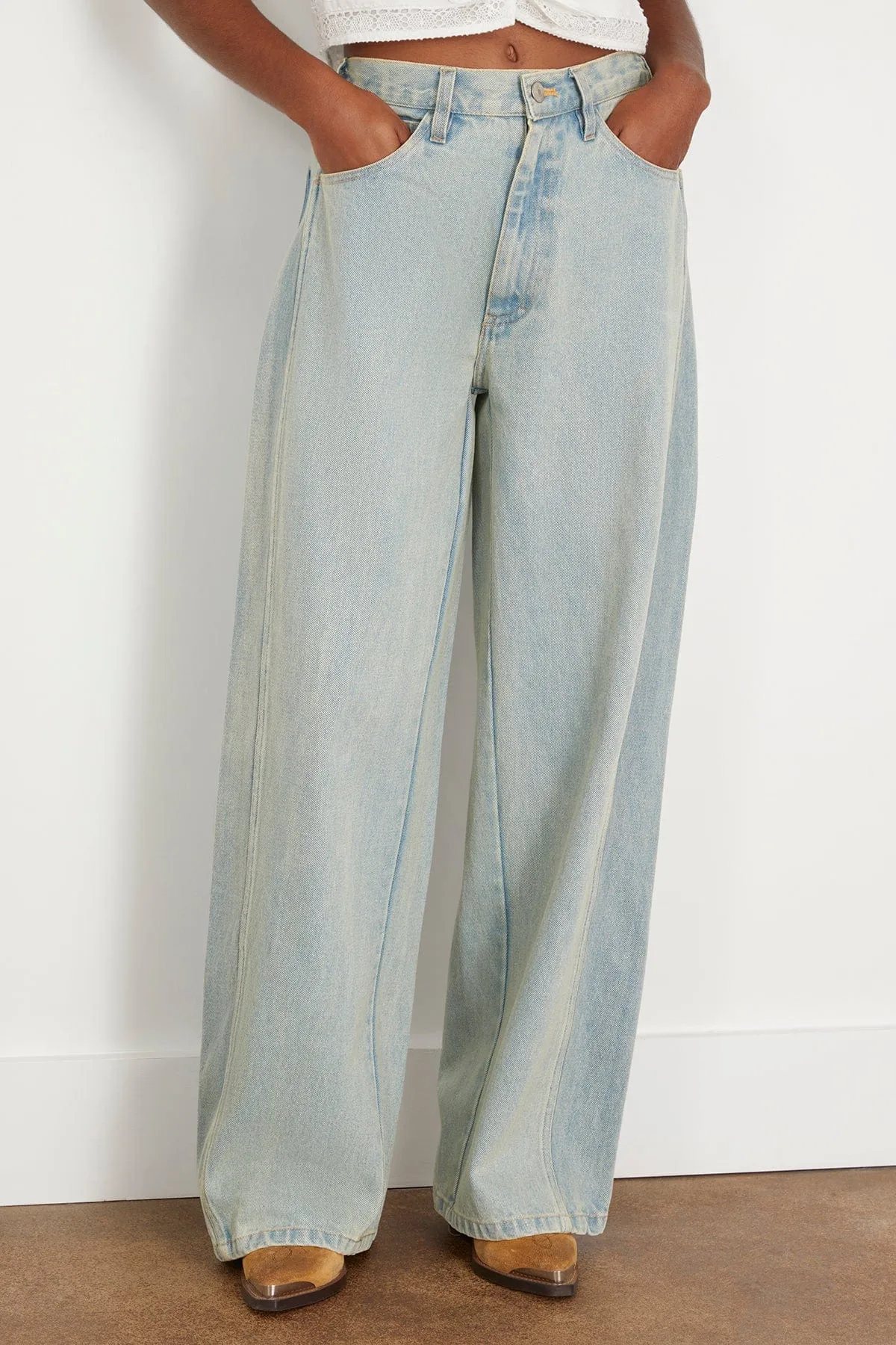 Elena Denim Baggy Jeans in Denim Blue