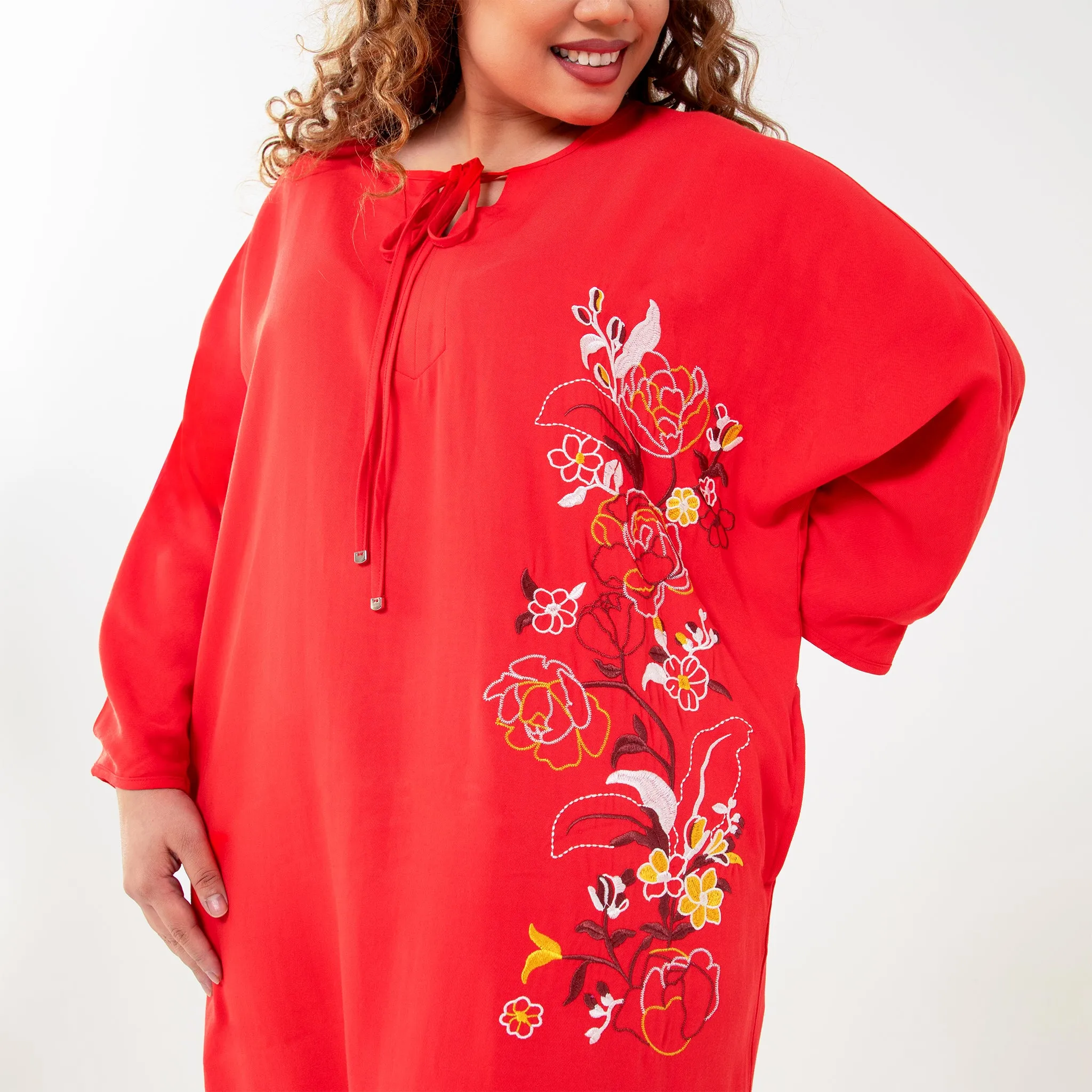 Embroidered  Dolman Dress