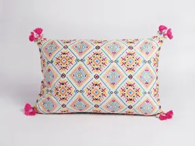 Embroidered pillow cover, multicoloured, handmade, bohemian, Peruvian, 14X21 inches