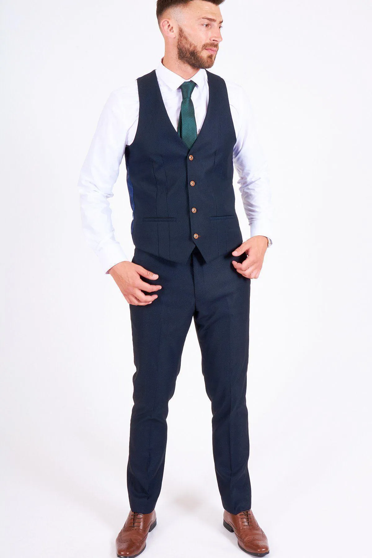 Emmerdale's Bradley Johnson (Vinny Dingle) in Max Navy Suit