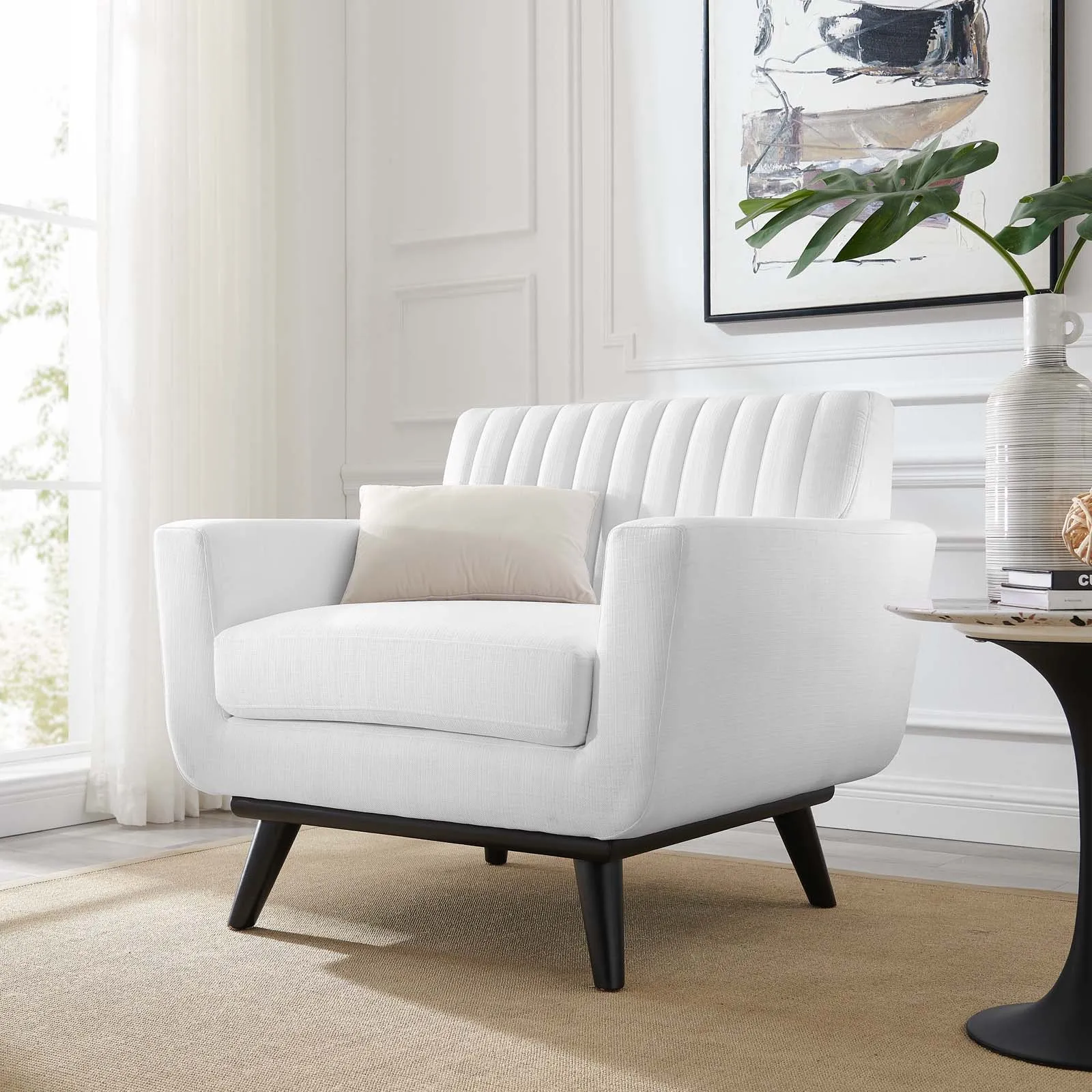 Engage Channel Tufted Fabric Armchair