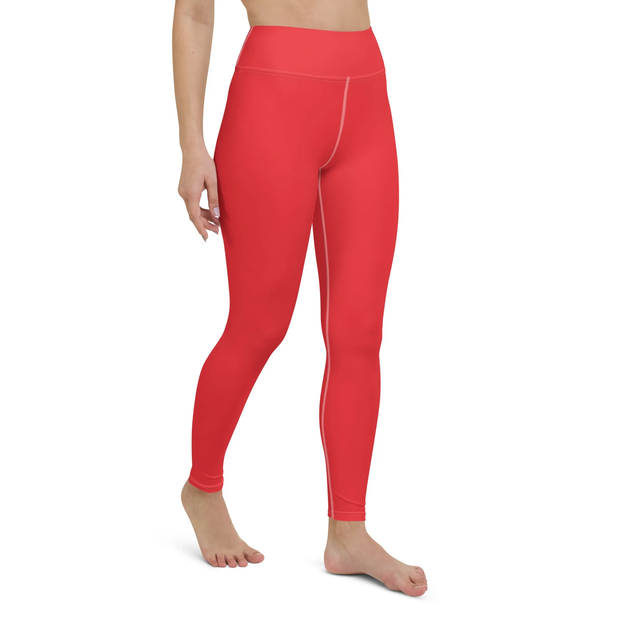 Everyday Comfort: Women's Solid Color Yoga Pants Leggings - Scarlet