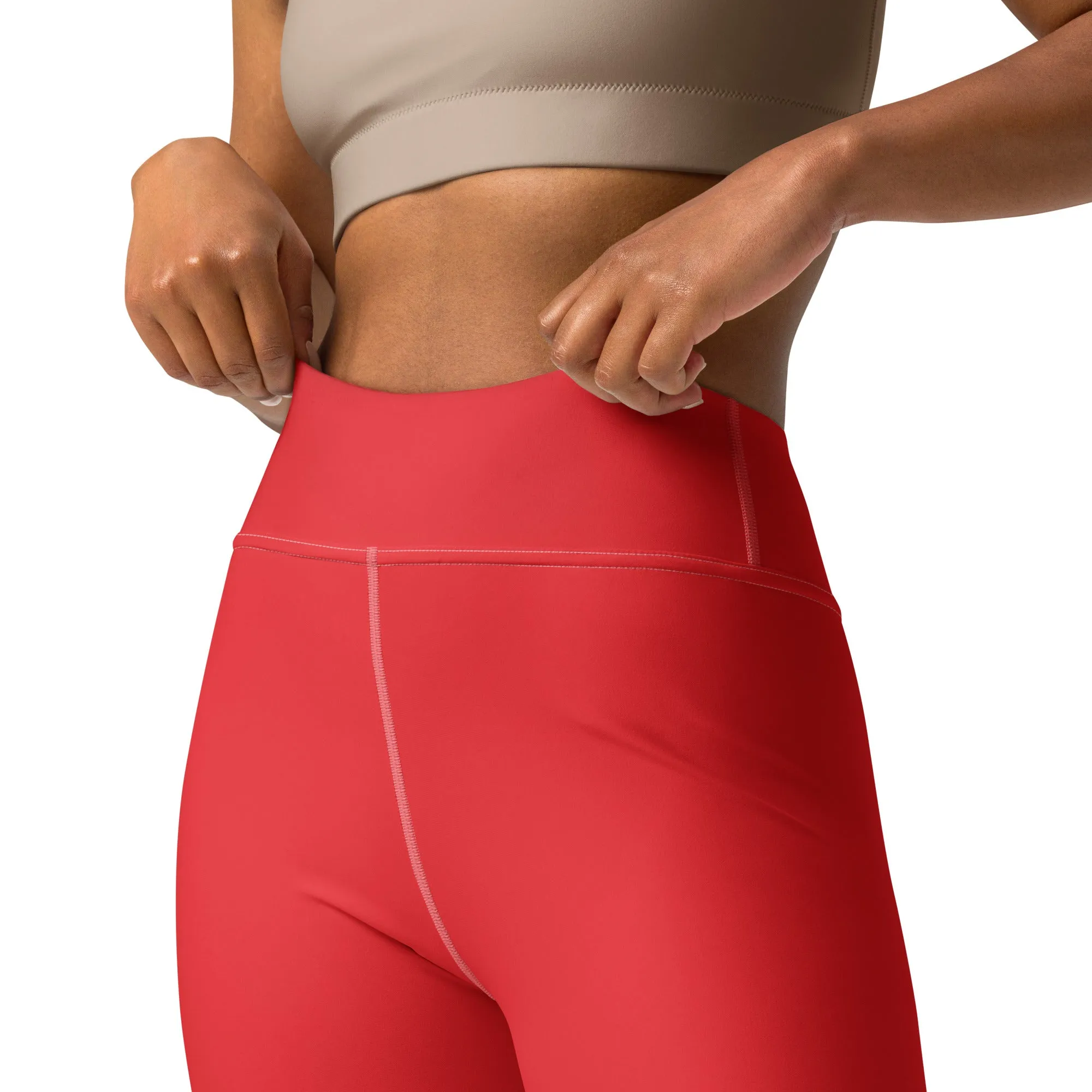 Everyday Comfort: Women's Solid Color Yoga Pants Leggings - Scarlet