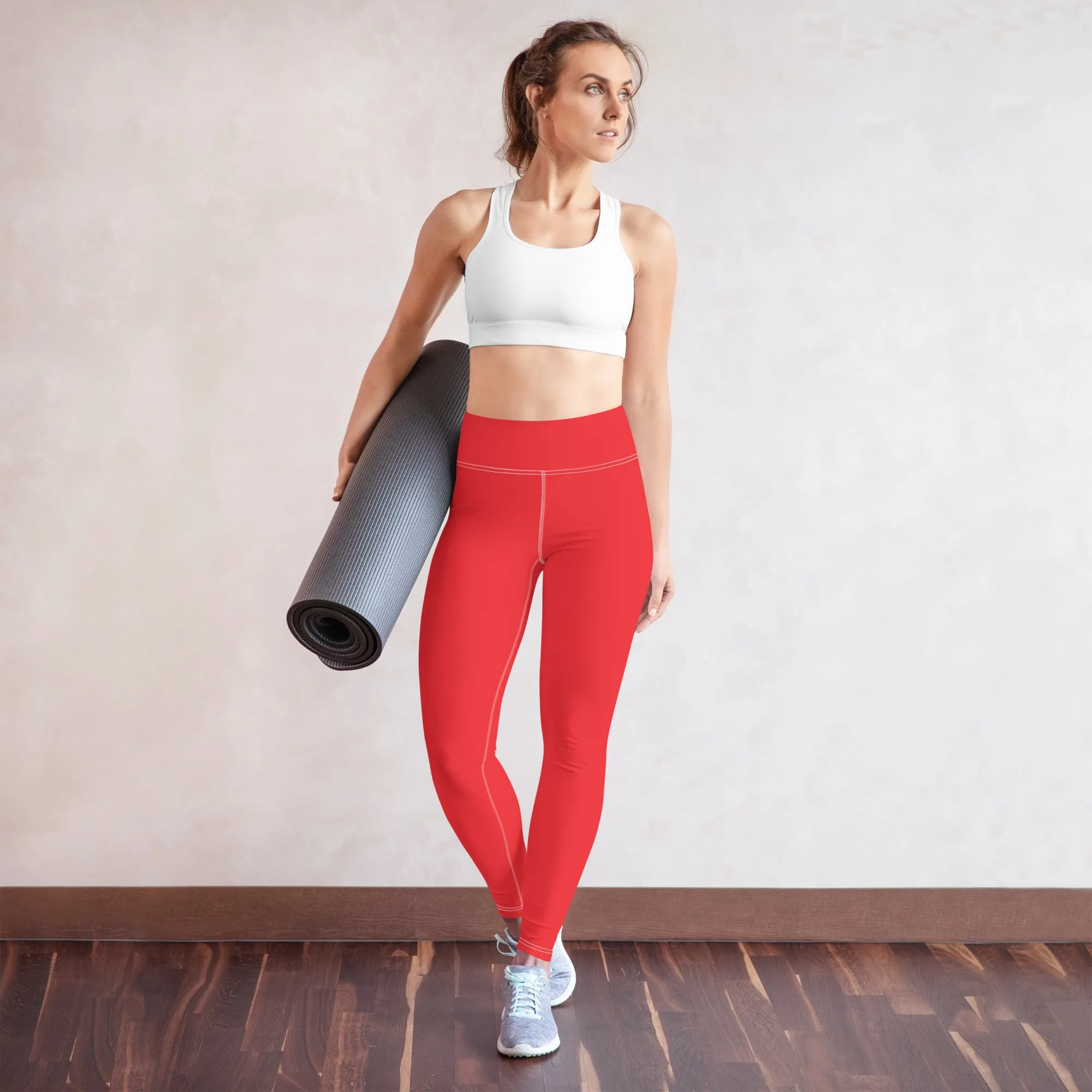 Everyday Comfort: Women's Solid Color Yoga Pants Leggings - Scarlet