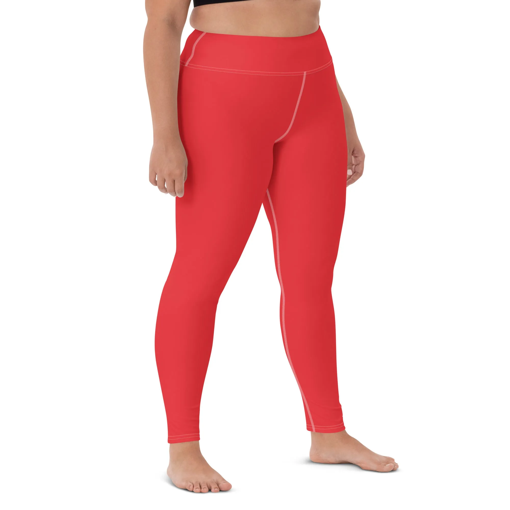 Everyday Comfort: Women's Solid Color Yoga Pants Leggings - Scarlet