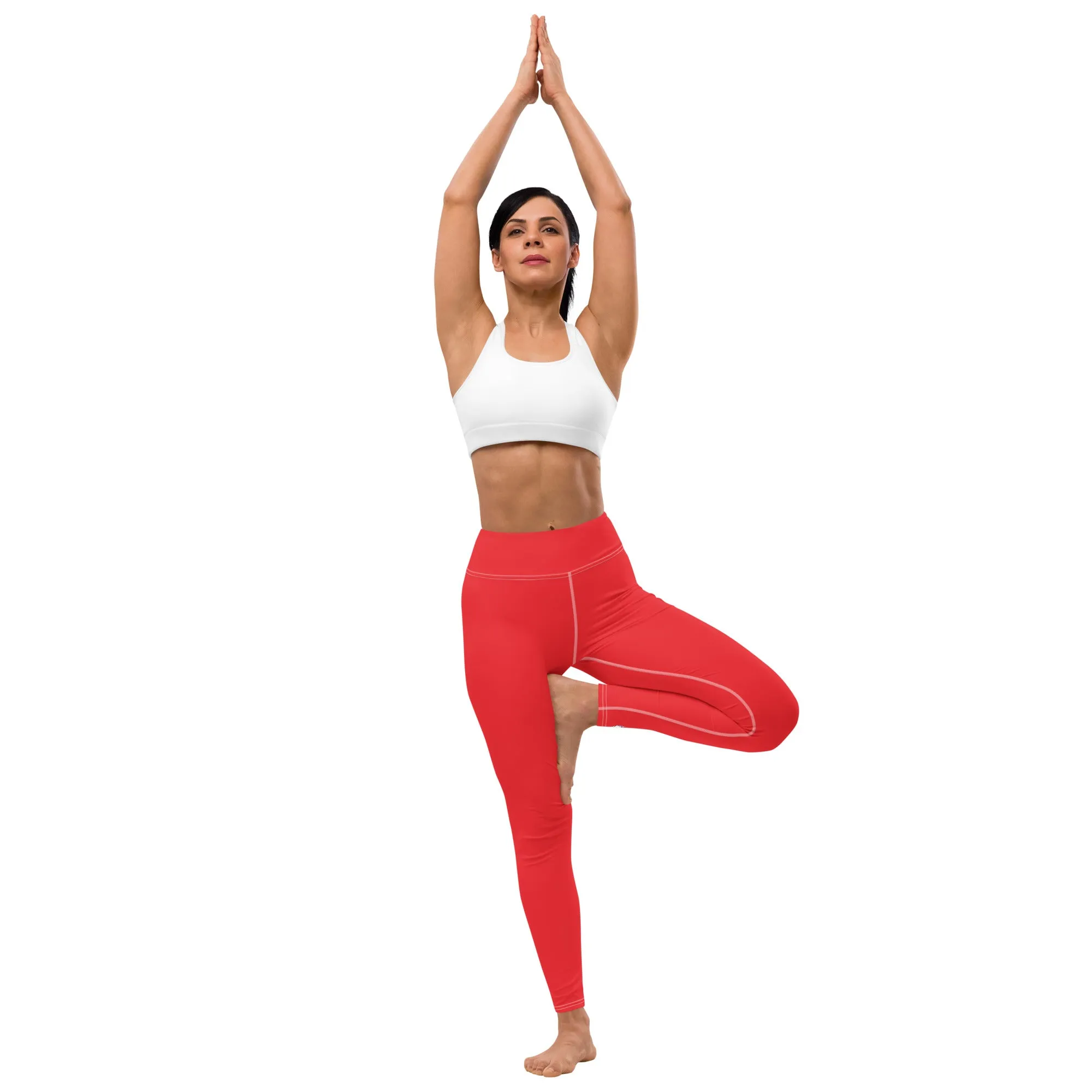 Everyday Comfort: Women's Solid Color Yoga Pants Leggings - Scarlet