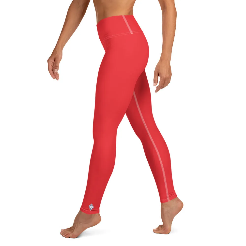 Everyday Comfort: Women's Solid Color Yoga Pants Leggings - Scarlet