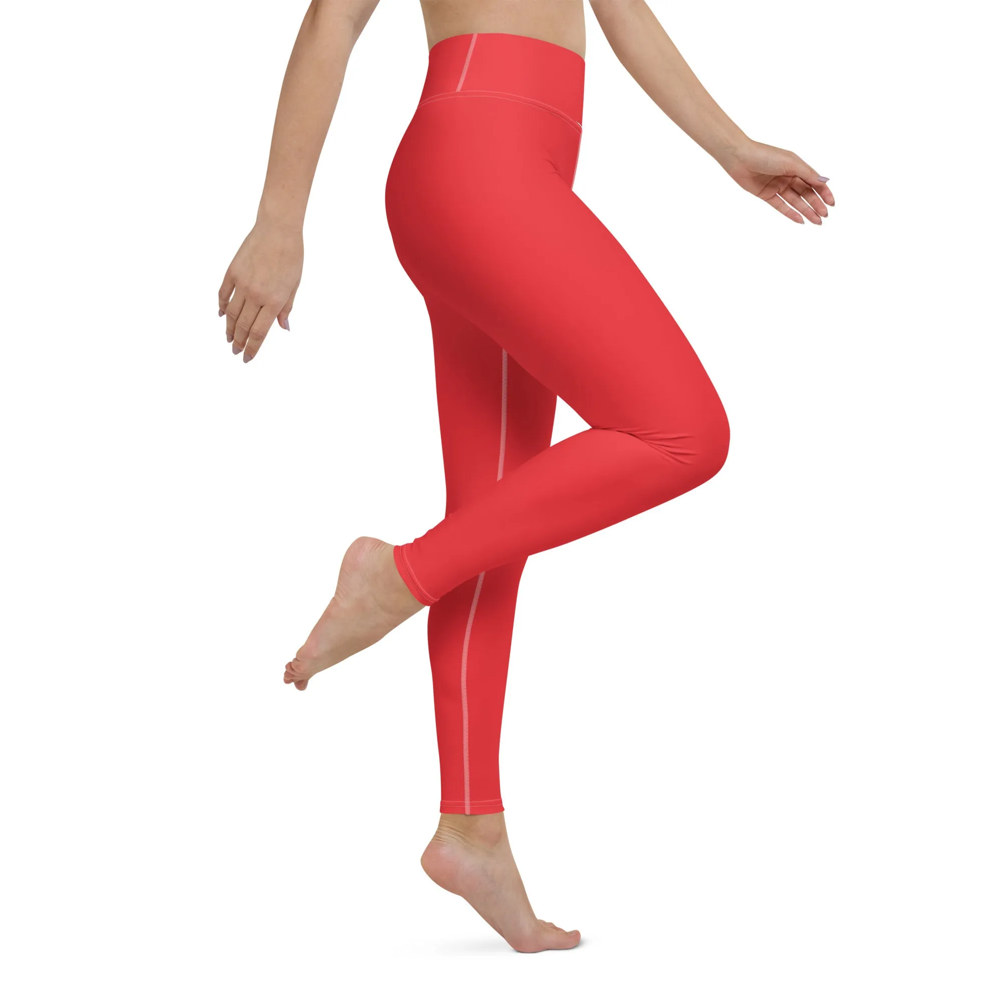 Everyday Comfort: Women's Solid Color Yoga Pants Leggings - Scarlet