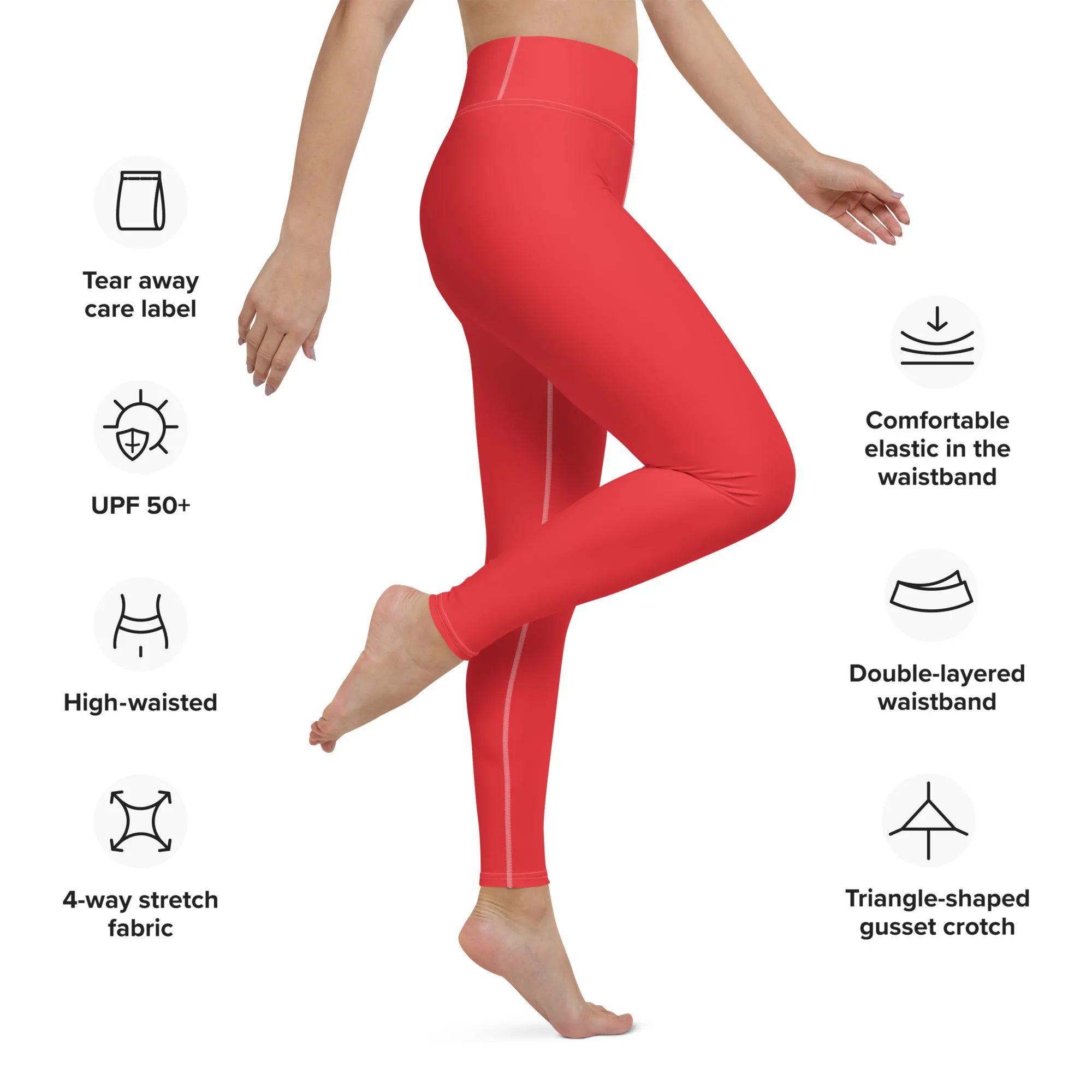 Everyday Comfort: Women's Solid Color Yoga Pants Leggings - Scarlet