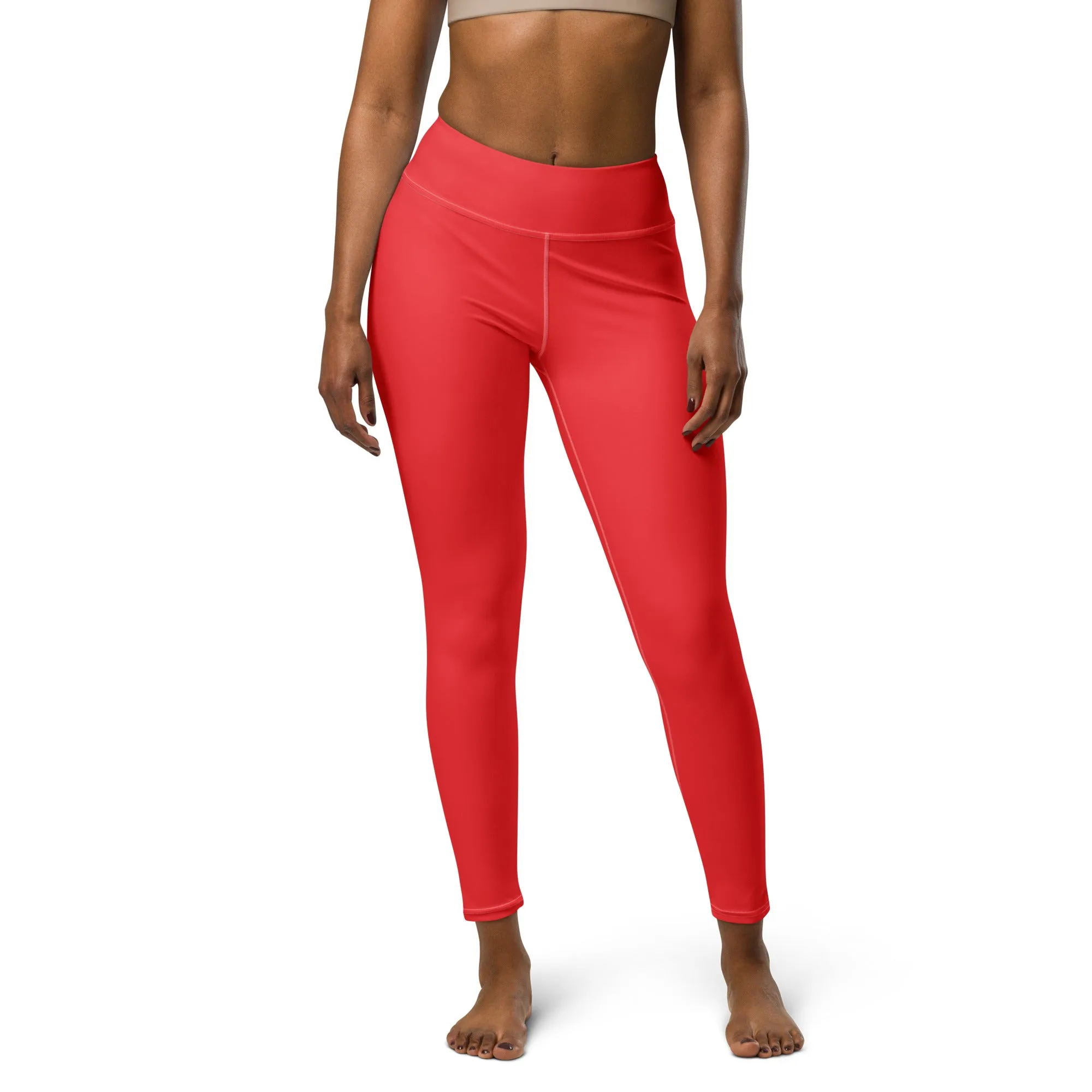 Everyday Comfort: Women's Solid Color Yoga Pants Leggings - Scarlet