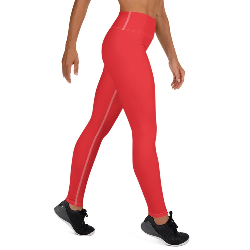 Everyday Comfort: Women's Solid Color Yoga Pants Leggings - Scarlet