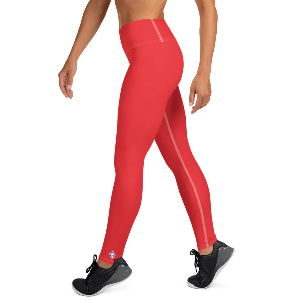 Everyday Comfort: Women's Solid Color Yoga Pants Leggings - Scarlet