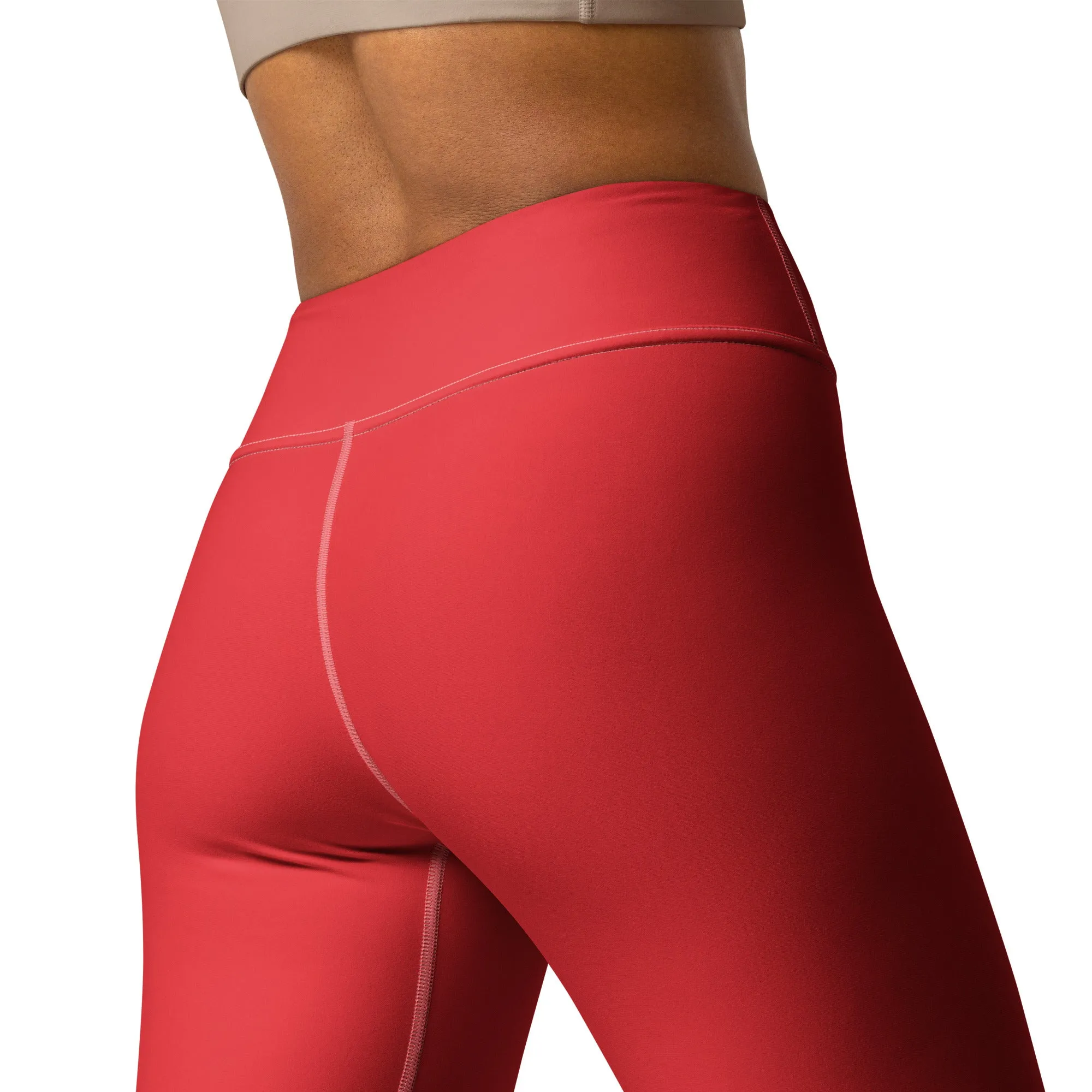 Everyday Comfort: Women's Solid Color Yoga Pants Leggings - Scarlet