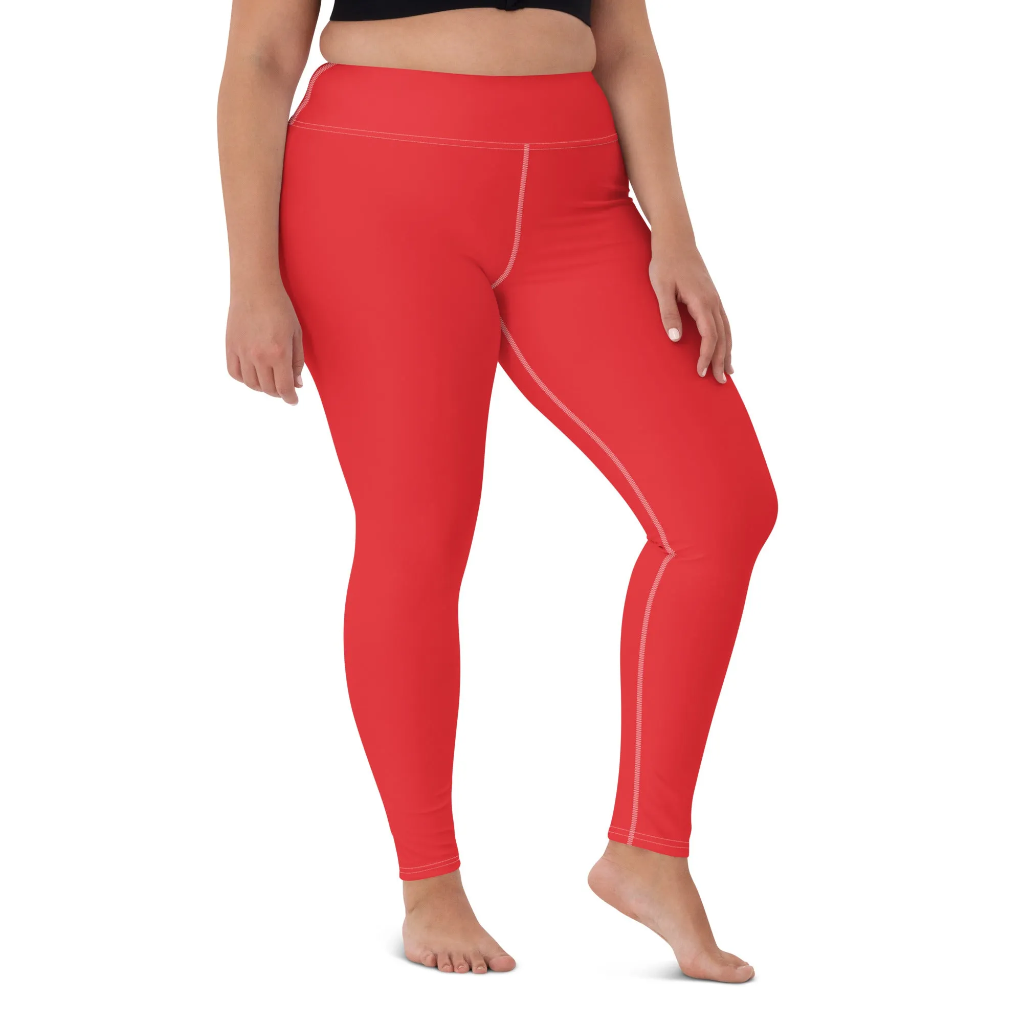 Everyday Comfort: Women's Solid Color Yoga Pants Leggings - Scarlet