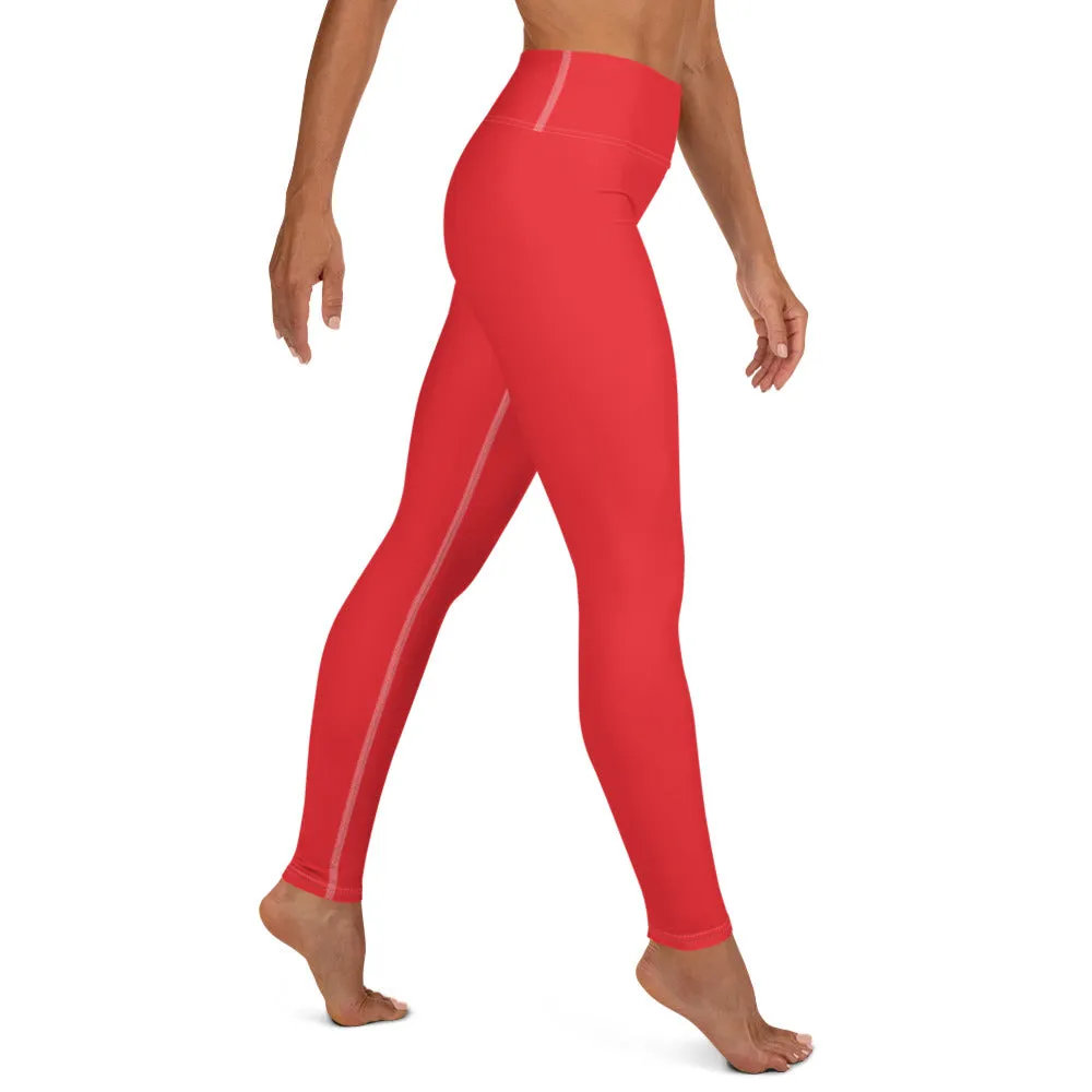 Everyday Comfort: Women's Solid Color Yoga Pants Leggings - Scarlet