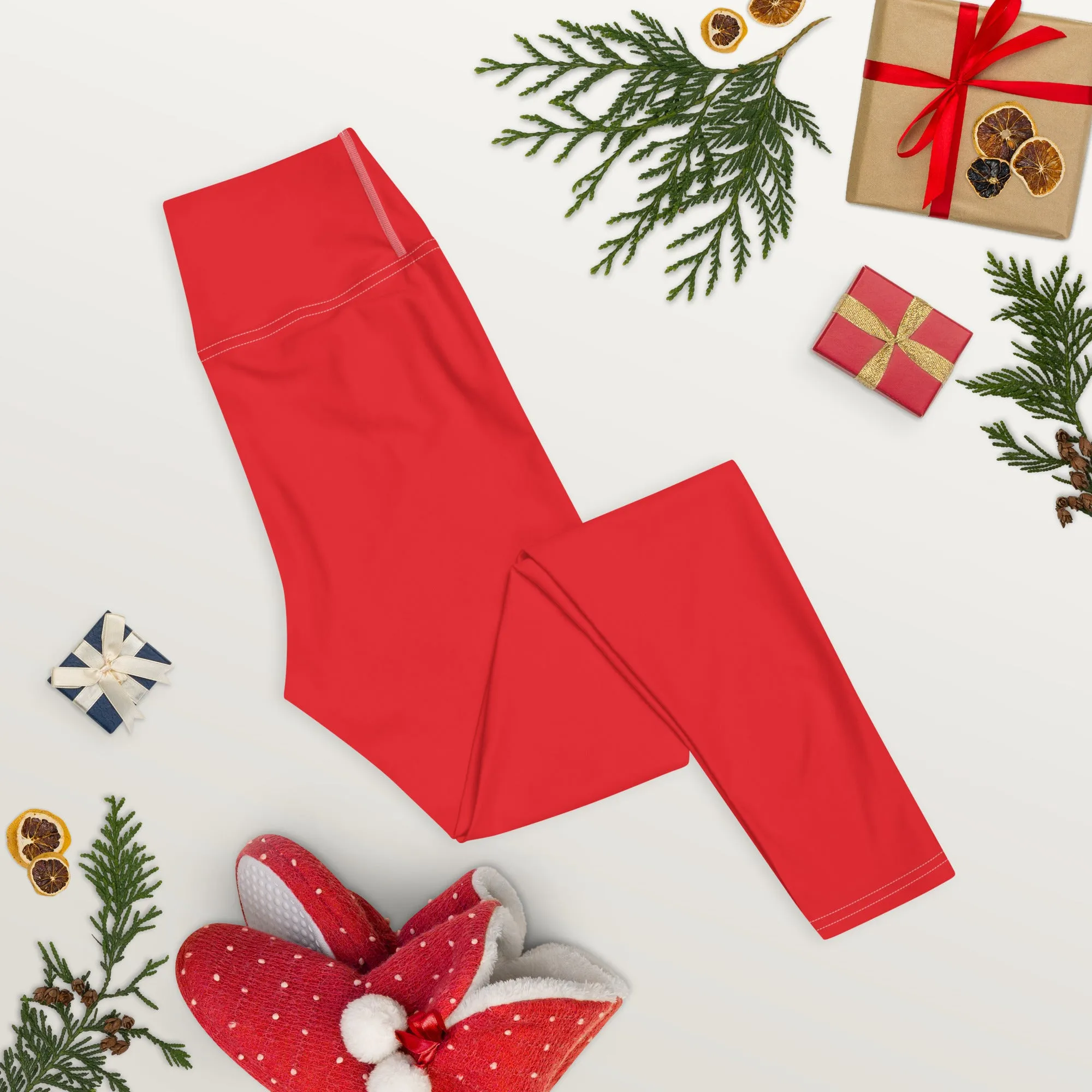 Everyday Comfort: Women's Solid Color Yoga Pants Leggings - Scarlet