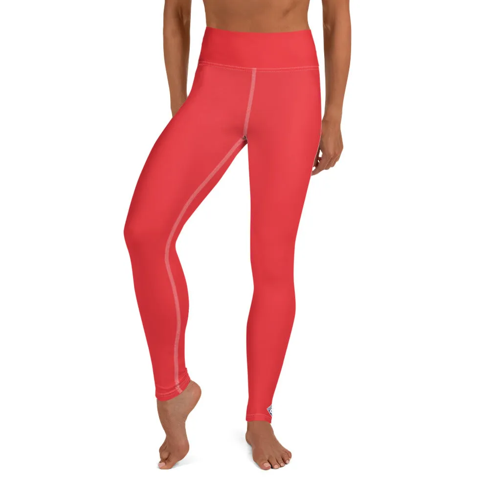 Everyday Comfort: Women's Solid Color Yoga Pants Leggings - Scarlet