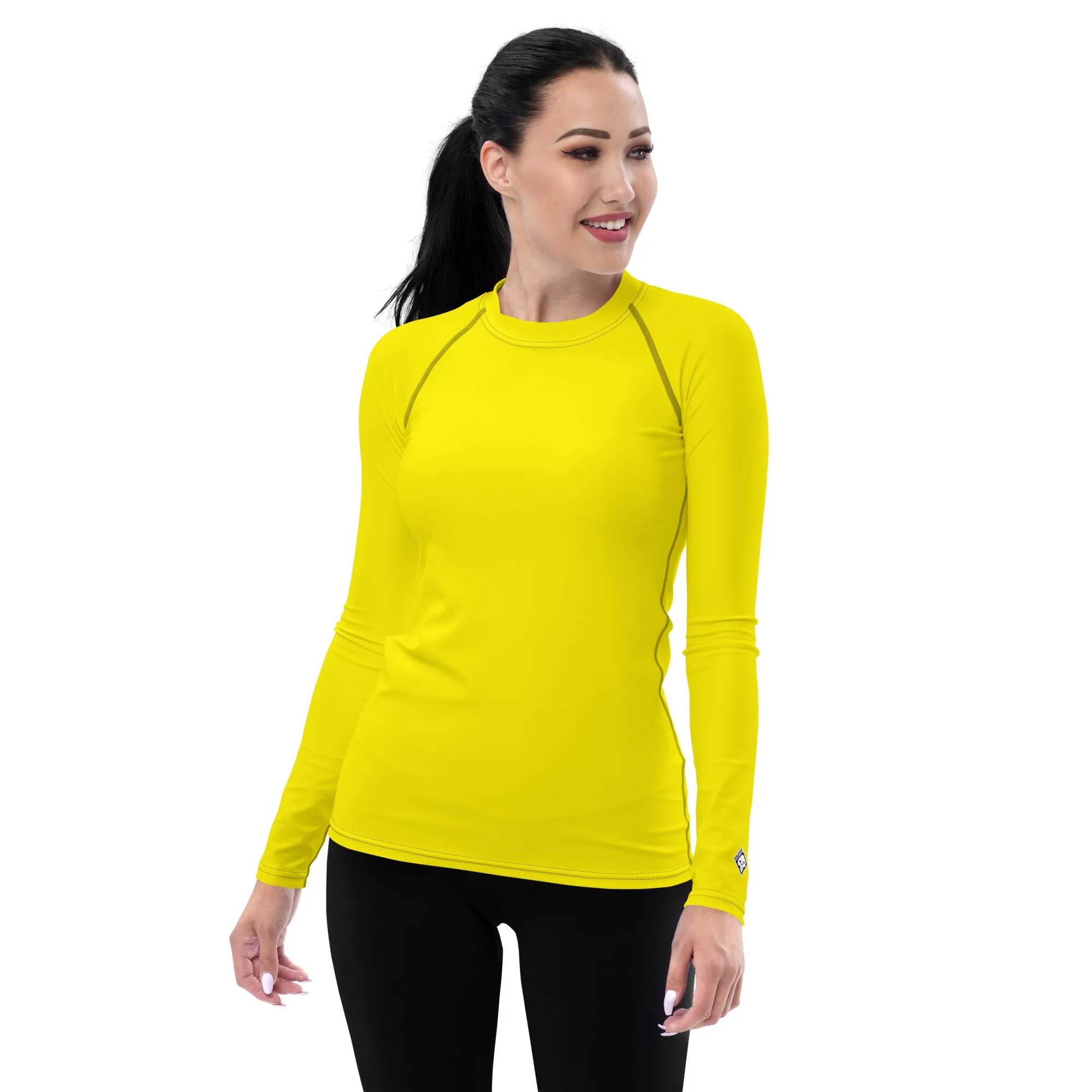 Everyday Elegance: Women's Long Sleeve Solid Color Rash Guard - Golden Sun