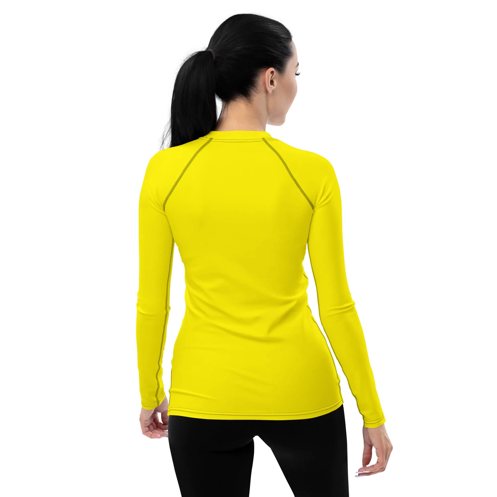 Everyday Elegance: Women's Long Sleeve Solid Color Rash Guard - Golden Sun