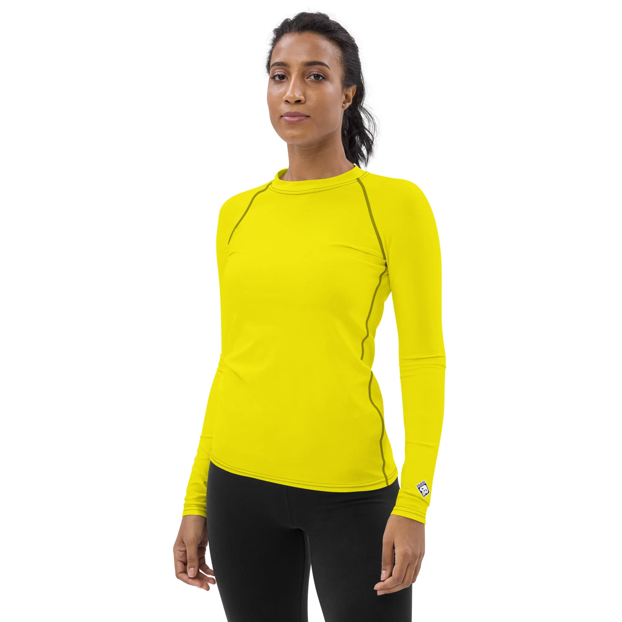 Everyday Elegance: Women's Long Sleeve Solid Color Rash Guard - Golden Sun