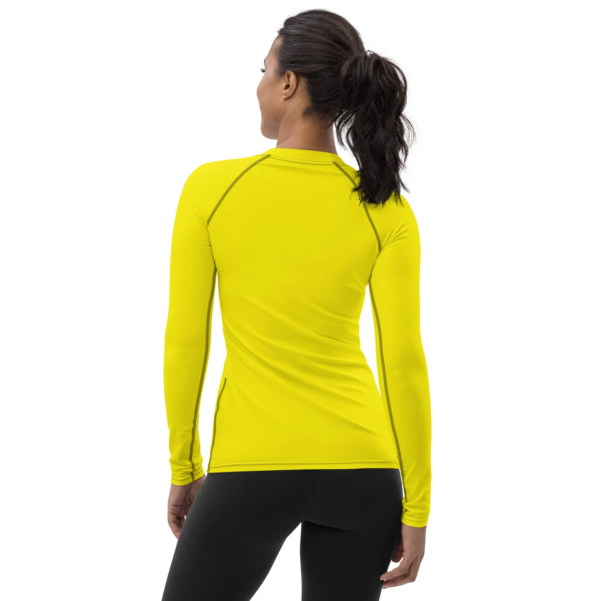 Everyday Elegance: Women's Long Sleeve Solid Color Rash Guard - Golden Sun