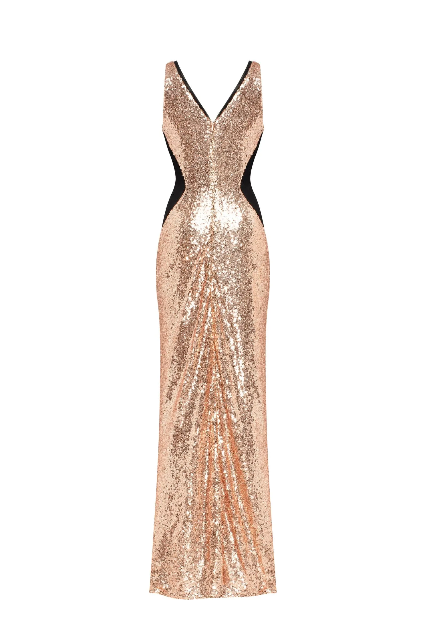 Extravaganza fully sequined gold maxi dress, Smoky Quartz